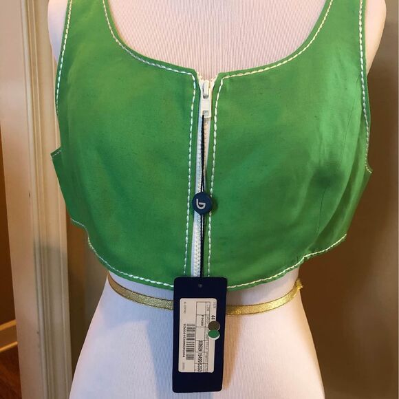 NWT Byblos Designer European Italian Made Green Crop Top Size 44 Medium 10 - Picture 4 of 10